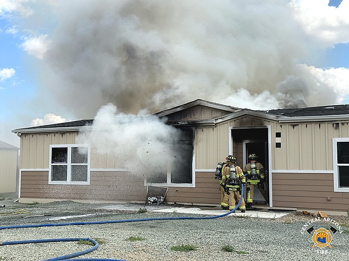 CAFMA Firefighters quickly extinguishe a fire in Dewey and remained on scene to perform overhaul. The fire is believed to have started at the back of the residence due to a lithium battery pack in thermal runaway. (CAFMA/Courtesy)